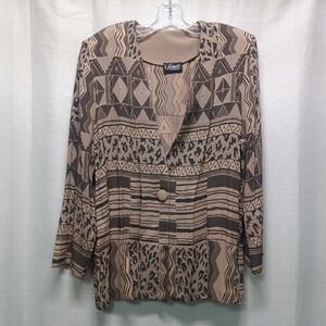 Vtg 80s Signet Sportswear Women's M Brown Leopard Print Blazer USA Union Made